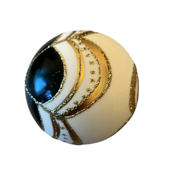 Set 6 Vitbis BLACK GOLD Glass Christmas Ornaments 3in Handcrafted in Poland NEW - Picture 13 of 15